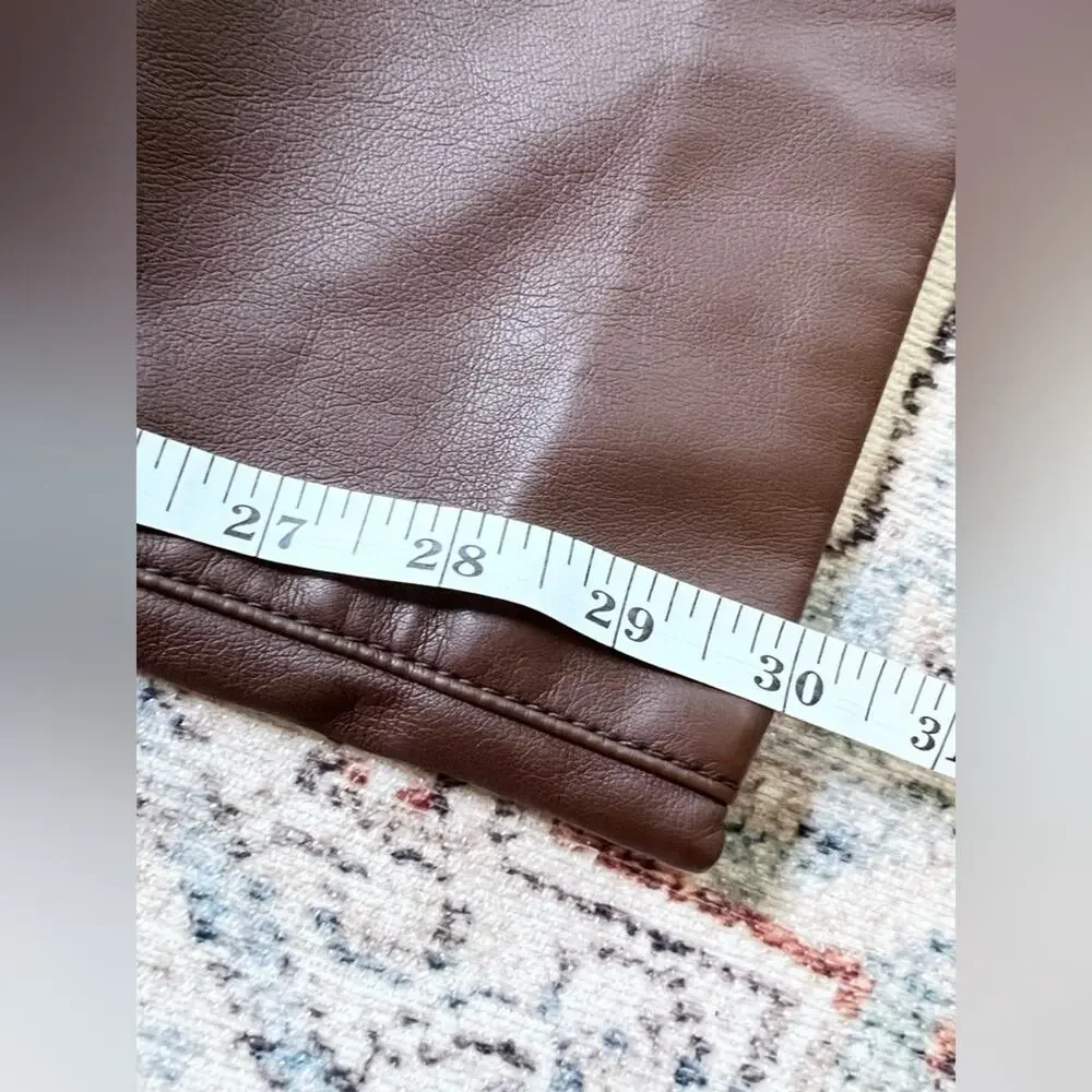 Revive revolve brown faux leather 909 High Street pants straight flare  fall - Picture 13 of 15